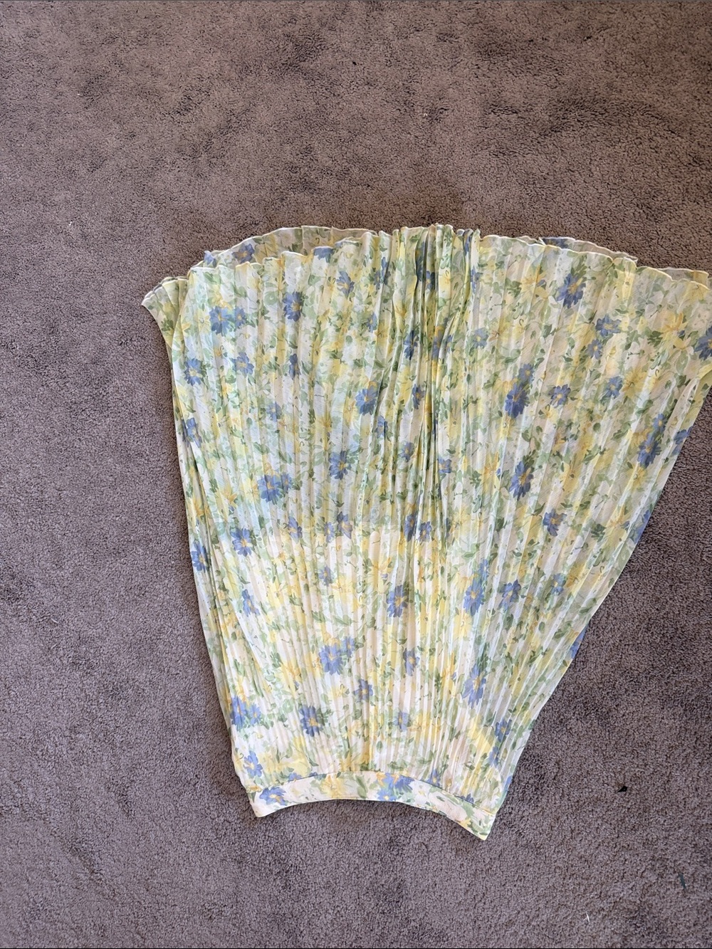 Abercrombie & Fitch Yellow and Blue Floral Pleated Skirt